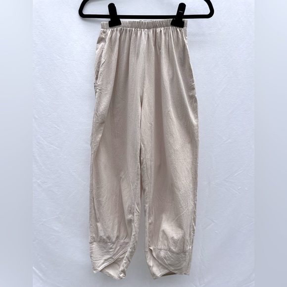 Cropped, tulip-hem linen pants - Picture 1 of 2